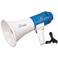 Champion Sports Megaphone, 12-25w, 1000 Yard Range, White/blue